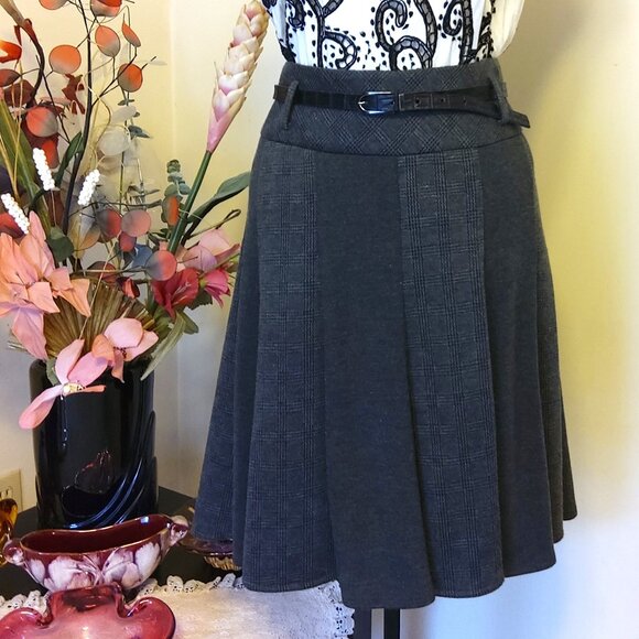 NWOT MEXX Well Tailored High-quality Gray Midi Lined Skirt with Belt Lightweight - Picture 4 of 7